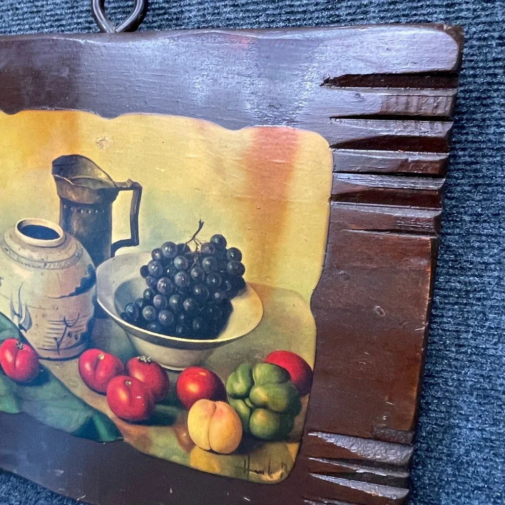 Unbranded Still Life Wood Wall Art 114x12 Rustic Fruit Decoupage Cottagecore